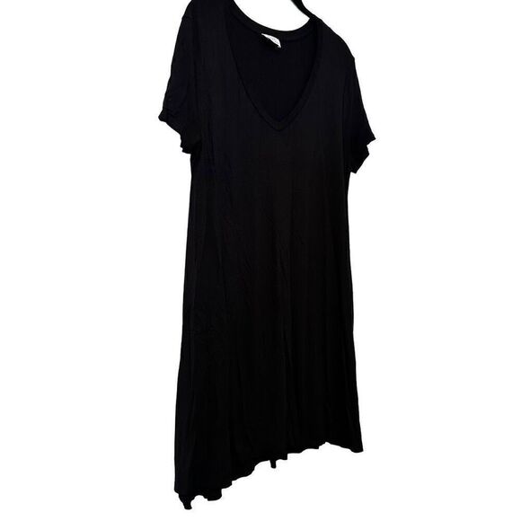 Zara Trafaluc V-neck Short Sleeve Jersey Knit Stretch Tunic Dress Black Large - Picture 3 of 5